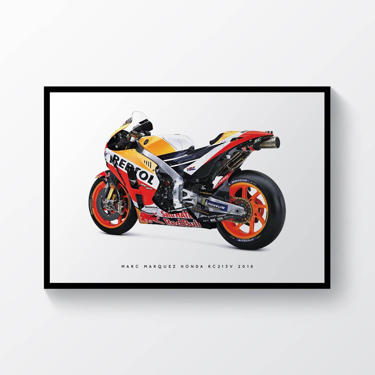 Marc Marquez Repsol Honda Rc213V 2018 Motogp Bike Mm93 Moto Gp Motorcycle Motorbike Superbike - Poster | Canvas Wall Art Print