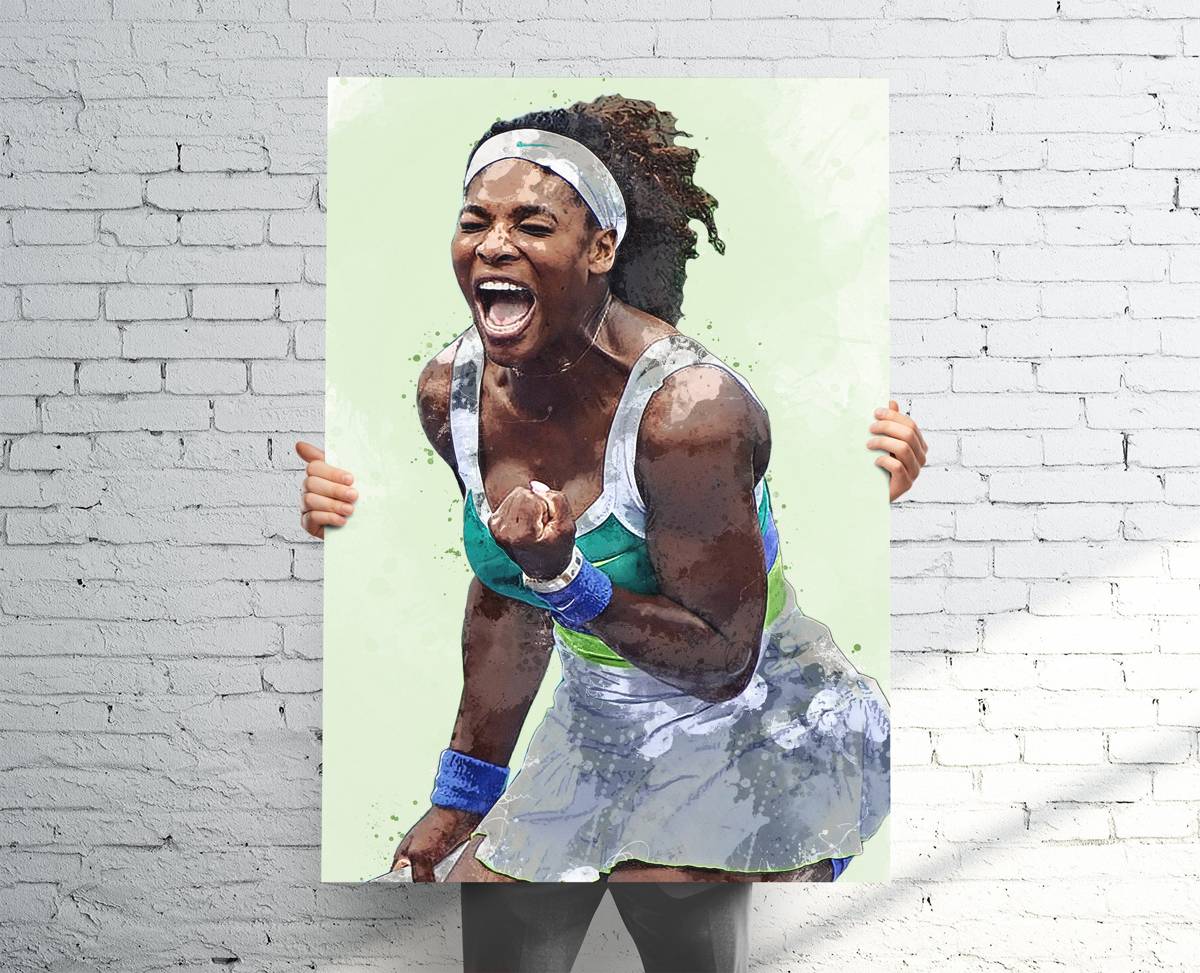 Serena Williams Tennis Sports Art Print, Tennis, Kids Room Decor, Sports Decor – Poster | Canvas Wall Art Print