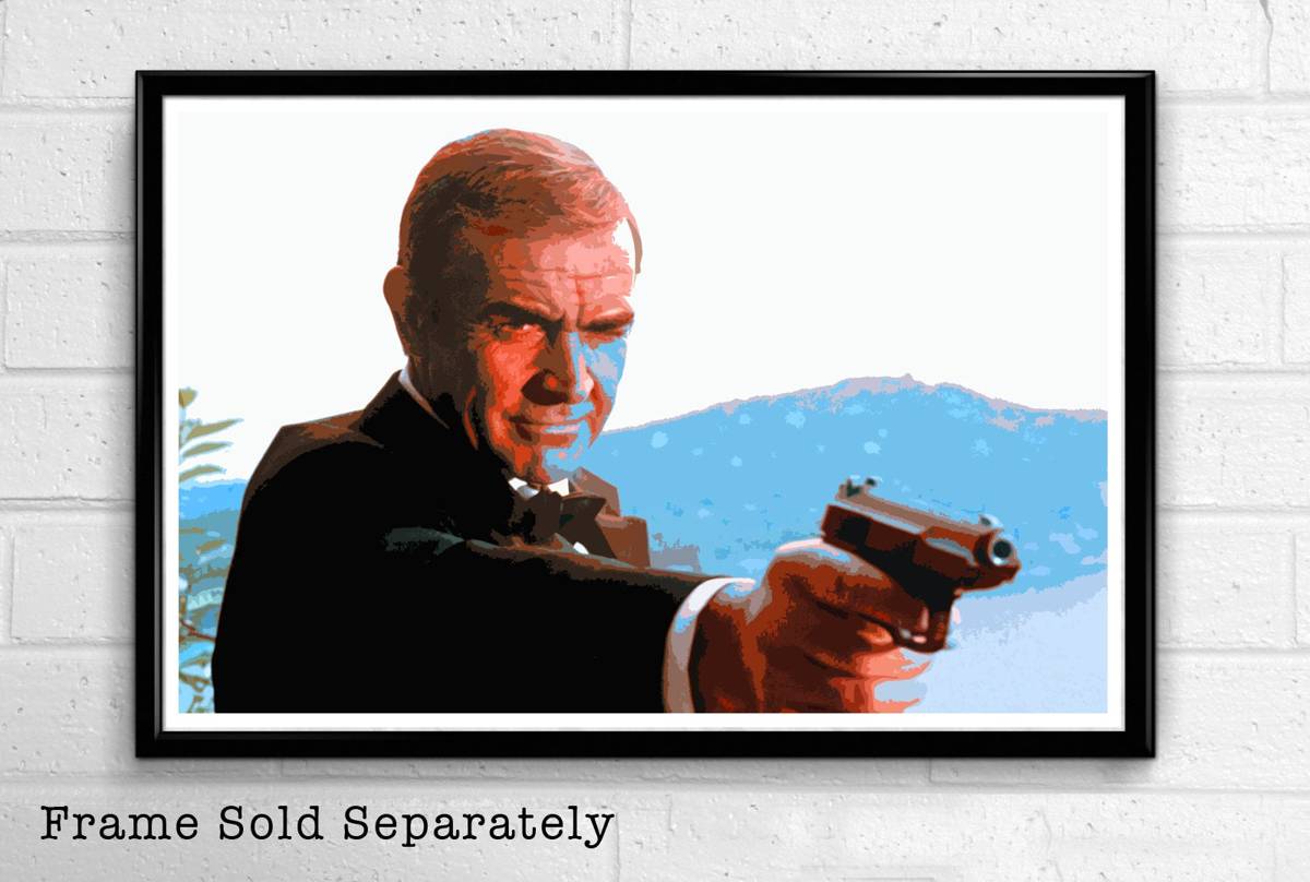 007 James Bond Sean Connery Illustration #9 - British Spy Film Movie - Poster | Canvas Wall Art Print