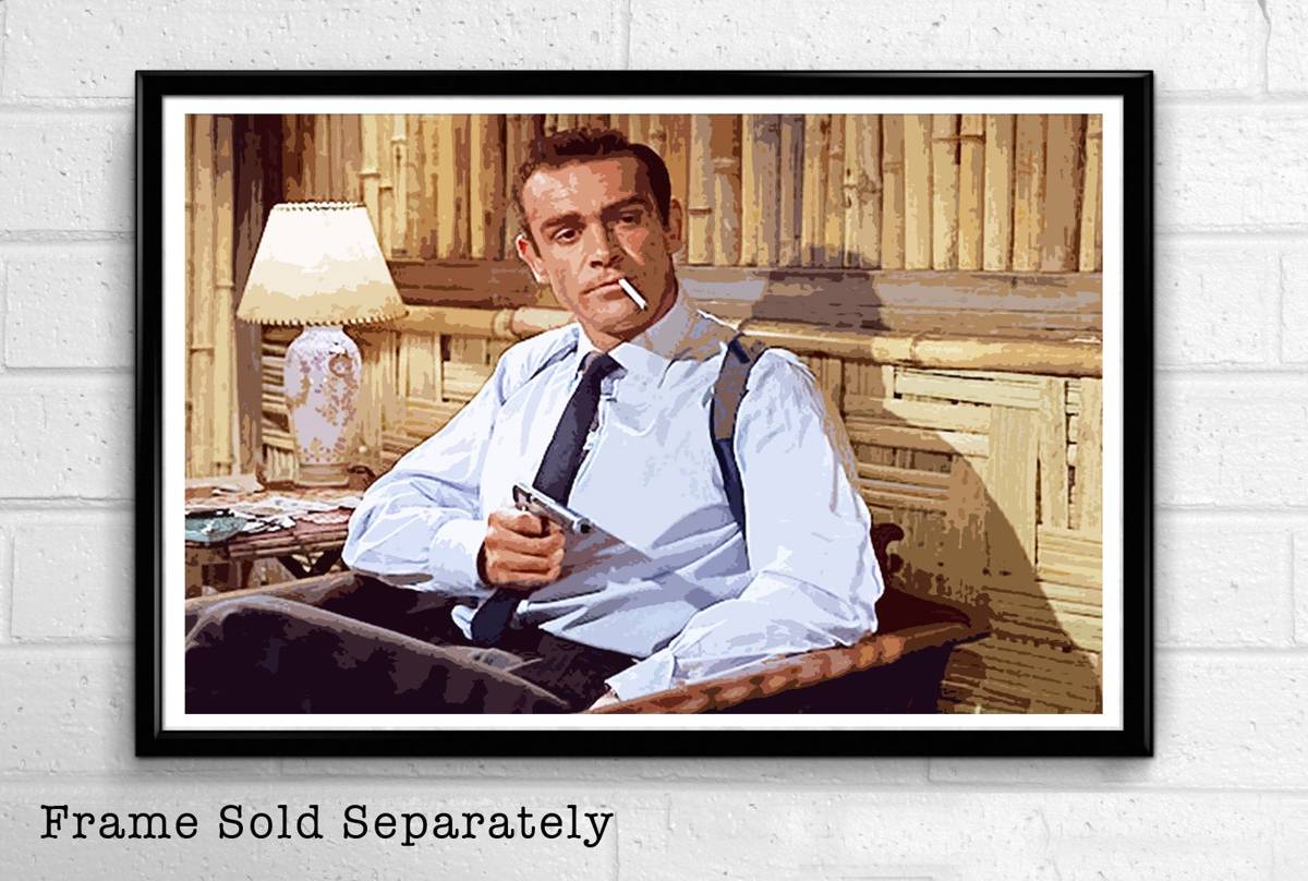 007 James Bond Sean Connery Illustration #11 - British Spy Film Movie - Poster | Canvas Wall Art Print