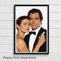 007 James Bond Timothy Dalton Illustration #1 - British Spy Film Movie - Poster | Canvas Wall Art Print