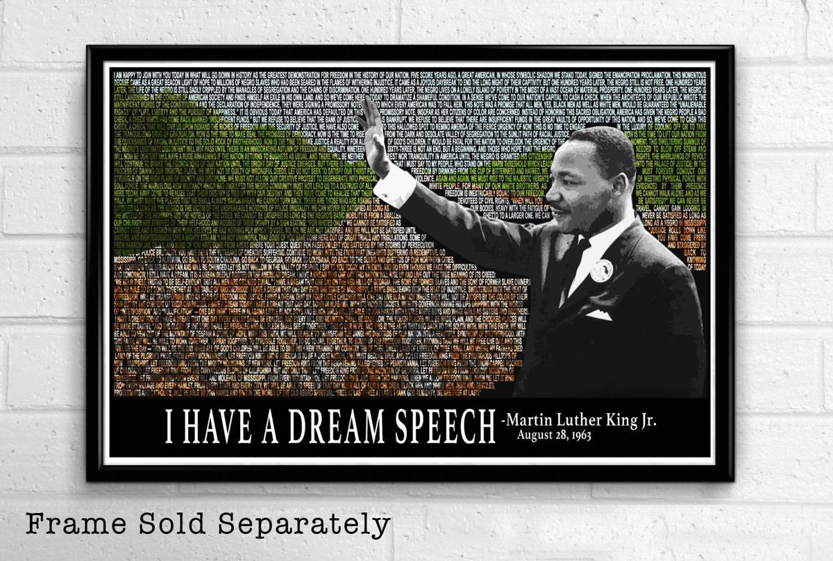 Martin Luther King Jr "I Have A Dream" Speech Illustration -American Civil Rights Black History - Poster | Canvas Wall Art Print