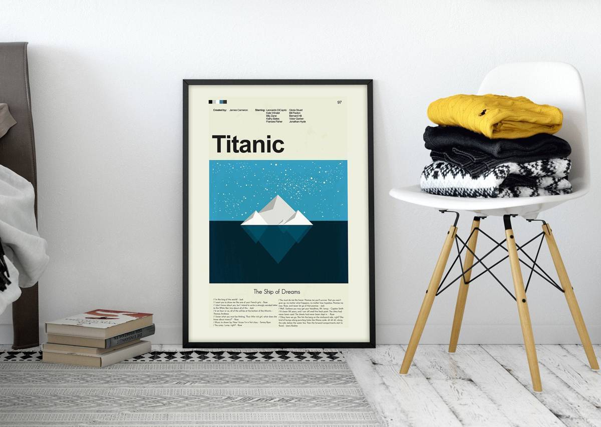 Titanic Mid-Century Modern Inspired Print - Poster | Canvas Wall Art Print