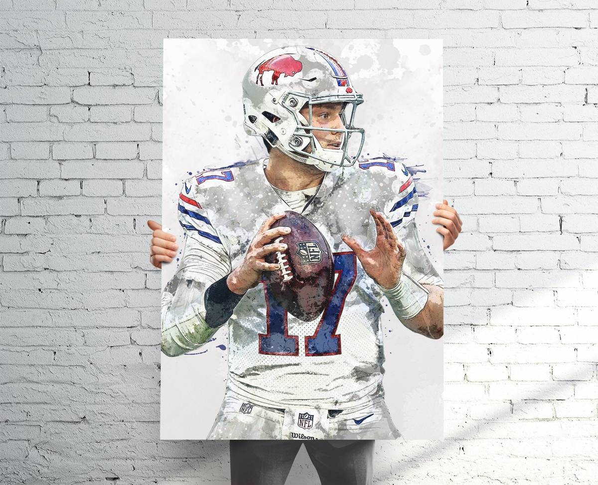 Josh Allen Buffalo Bills Sports Art Print, Football Fan, Sports Decor – Poster | Canvas Wall Art Print