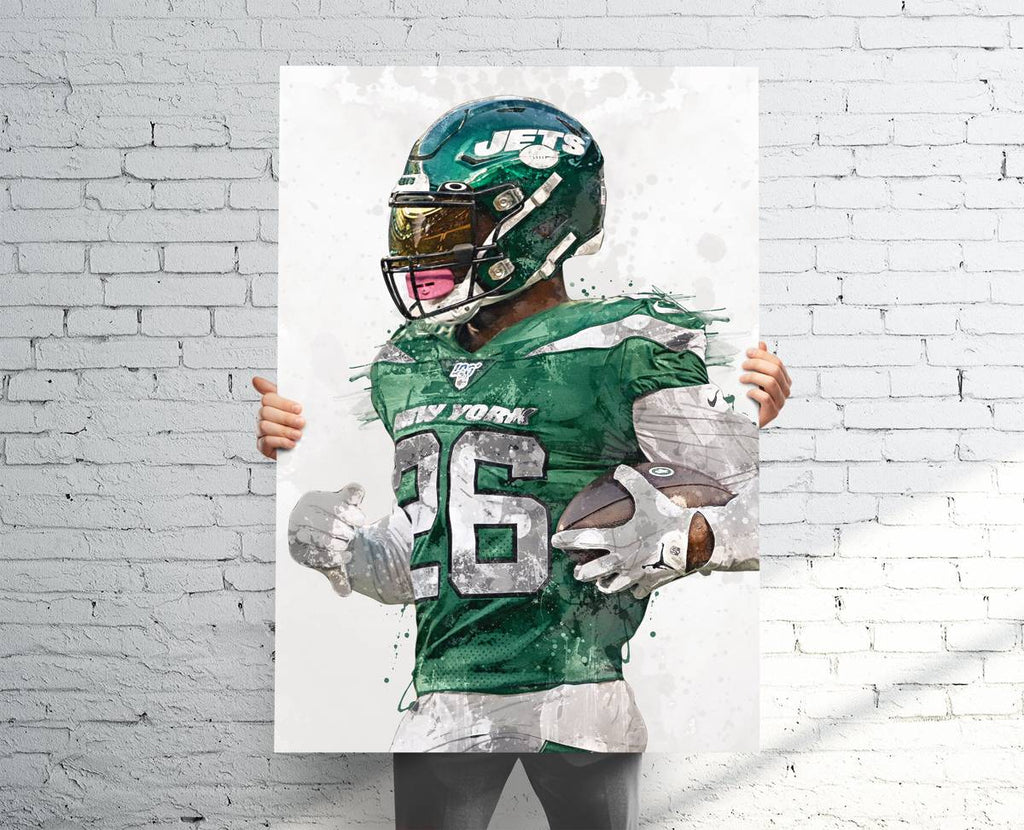 Le'Veon Bell New York Jets Sports Art Print, Football Fan, Sports Decor – Poster | Canvas Wall Art Print