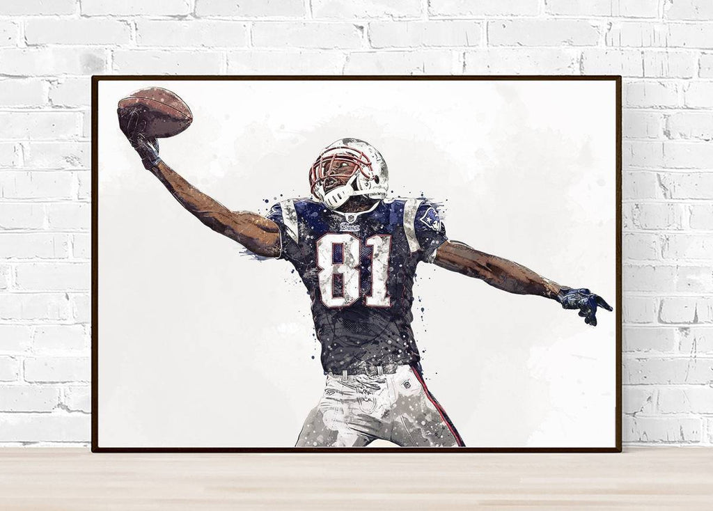 Randy Moss Catch New England Patriots Sports Art Print, Football Fan, Sports Decor – Poster | Canvas Wall Art Print
