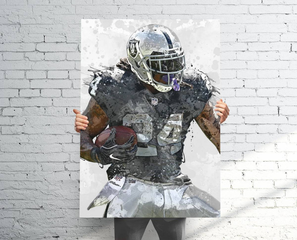 Marshawn Lynch Oakland Raiders Sports Art Print, Football Fan, Sports Decor – Poster | Canvas Wall Art Print