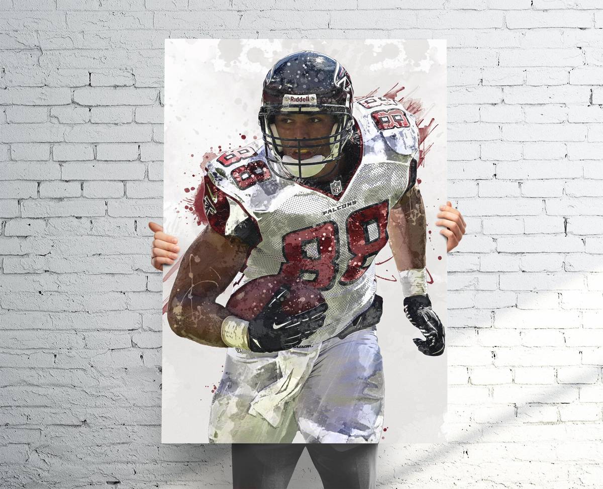 Tony Gonzalez Atlanta Falcons Sports Art Print, Football, Sports Decor – Poster | Canvas Wall Art Print