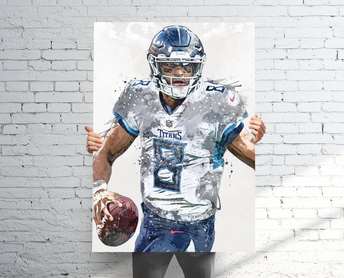 Marcus Mariota Tennessee Titans Sports Art Print, Football Fan, Sports Decor – Poster | Canvas Wall Art Print