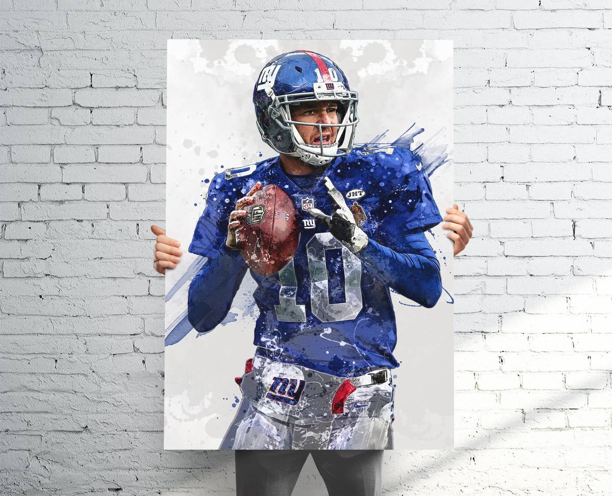 Eli Manning New York Giants Sports Art Print, Football, Sports Decor – Poster | Canvas Wall Art Print