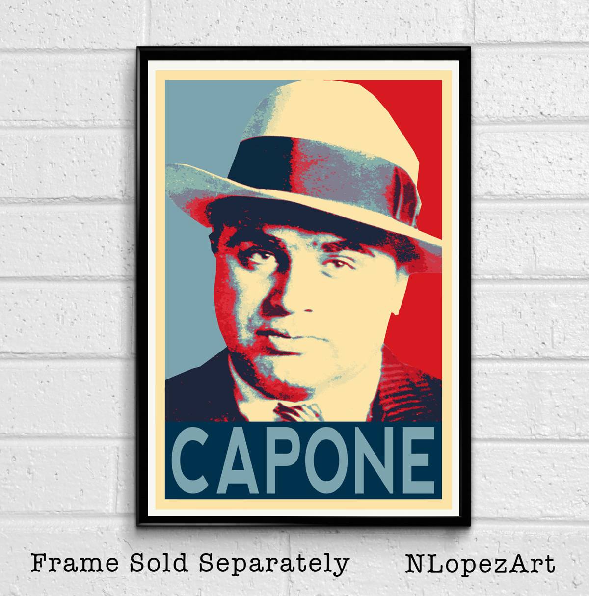 Al Capone Political Illustration #1 - American Gangster Mafia Mobster - Poster | Canvas Wall Art Print