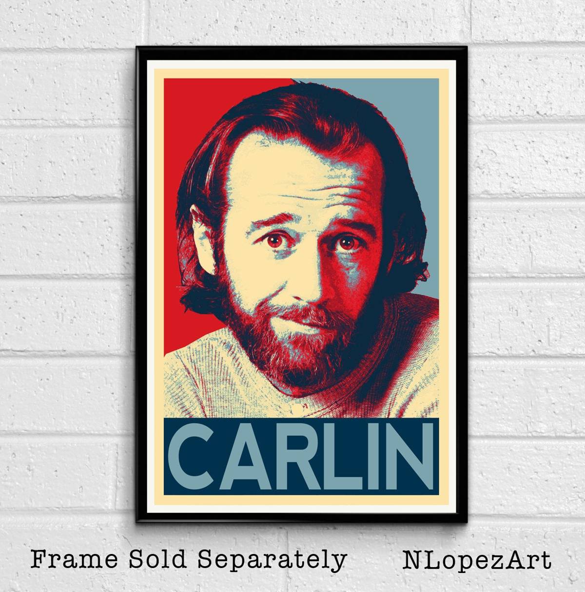 George Carlin Political Illustration - Hollywood Comedian Icon Movie Film - Poster | Canvas Wall Art Print
