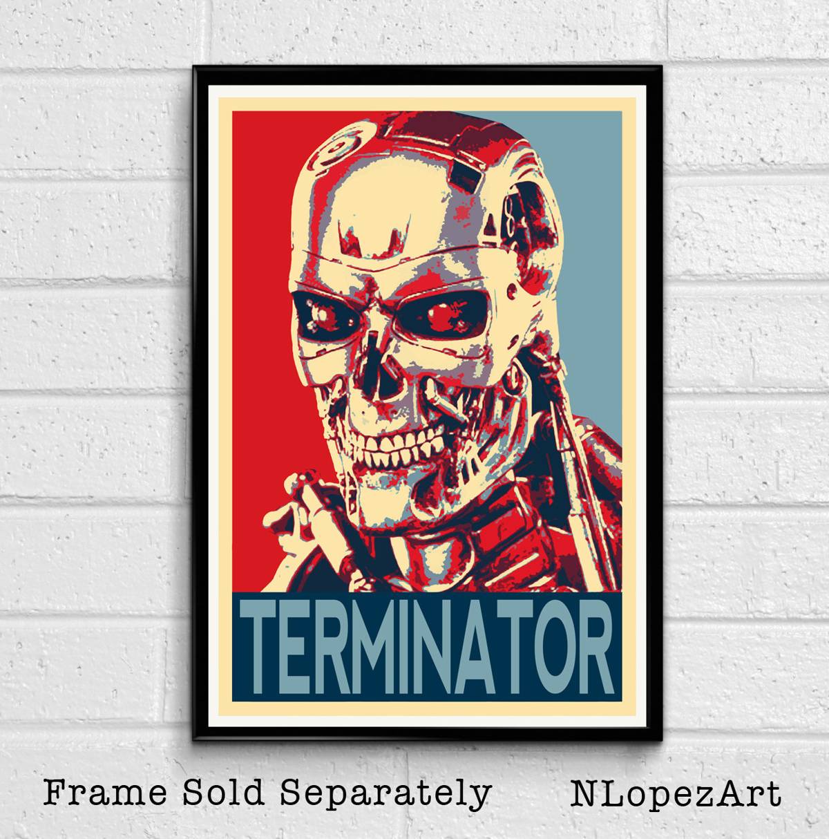 Terminator Robot Illustration #2 - Arnold Schwarzenegger Sci-Fi Film Robot Movie - Poster | Canvas Wall Art Print