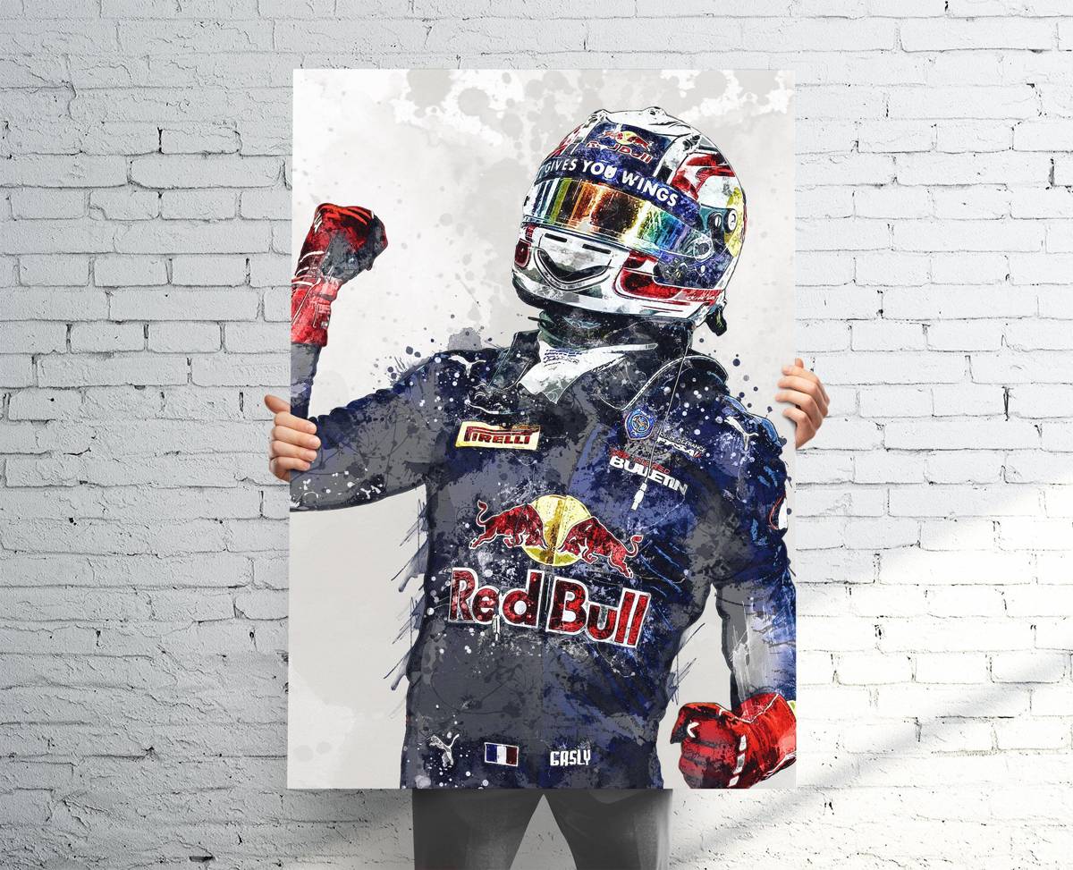Pierre Gasly Red Bull Sports Art Print, F1 Racing, Sports Decor – Poster | Canvas Wall Art Print