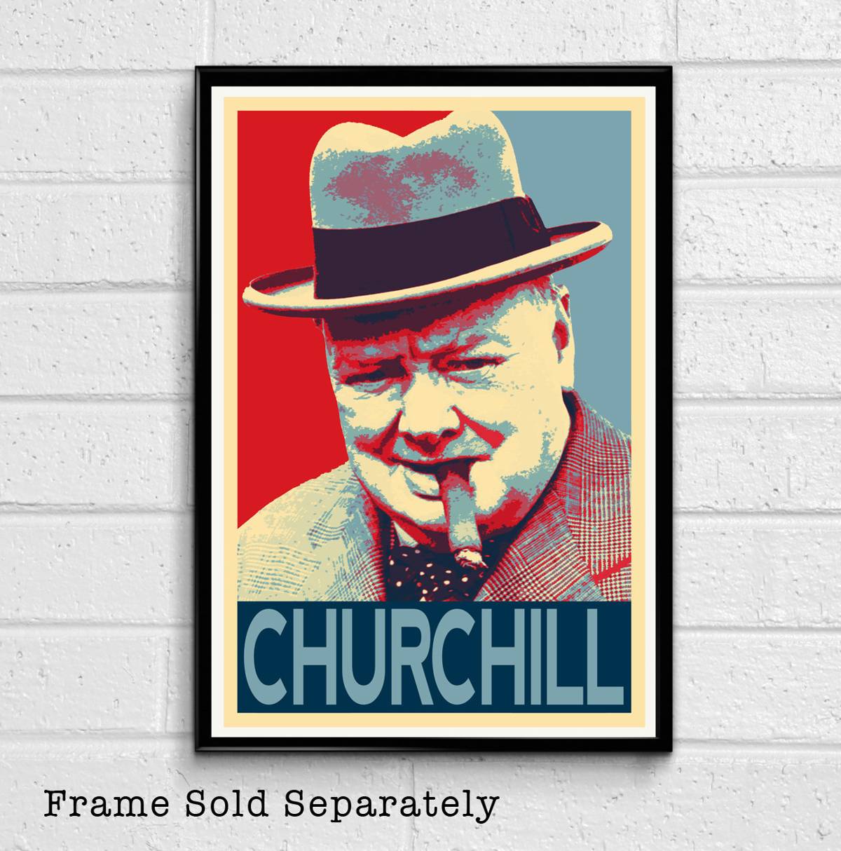 British Prime Minister Winston Churchill Illustration #7 - British Ww2 Historical World War - Poster | Canvas Wall Art Print