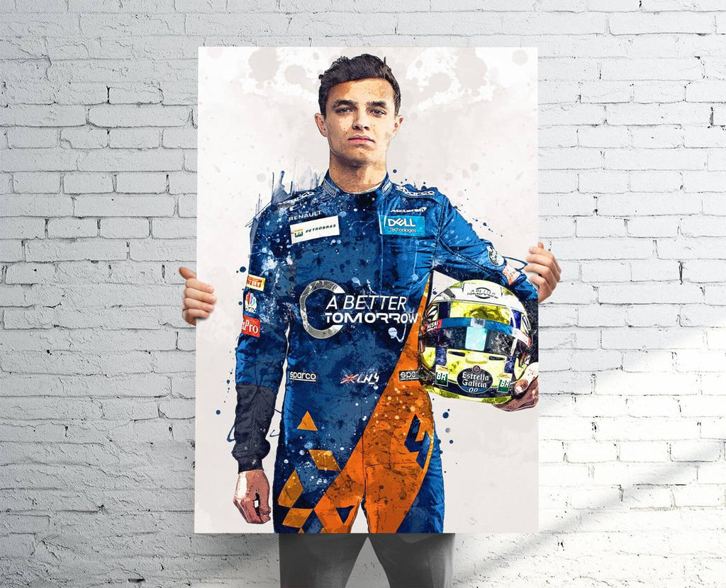 Lando Norris Mclaren Sports Art Print, F1 Racing, Sports Decor – Poster | Canvas Wall Art Print