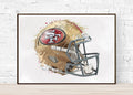 San Francisco 49Ers Helmet - Sports Room Decor - Football Helmet Art – Poster | Canvas Wall Art Print