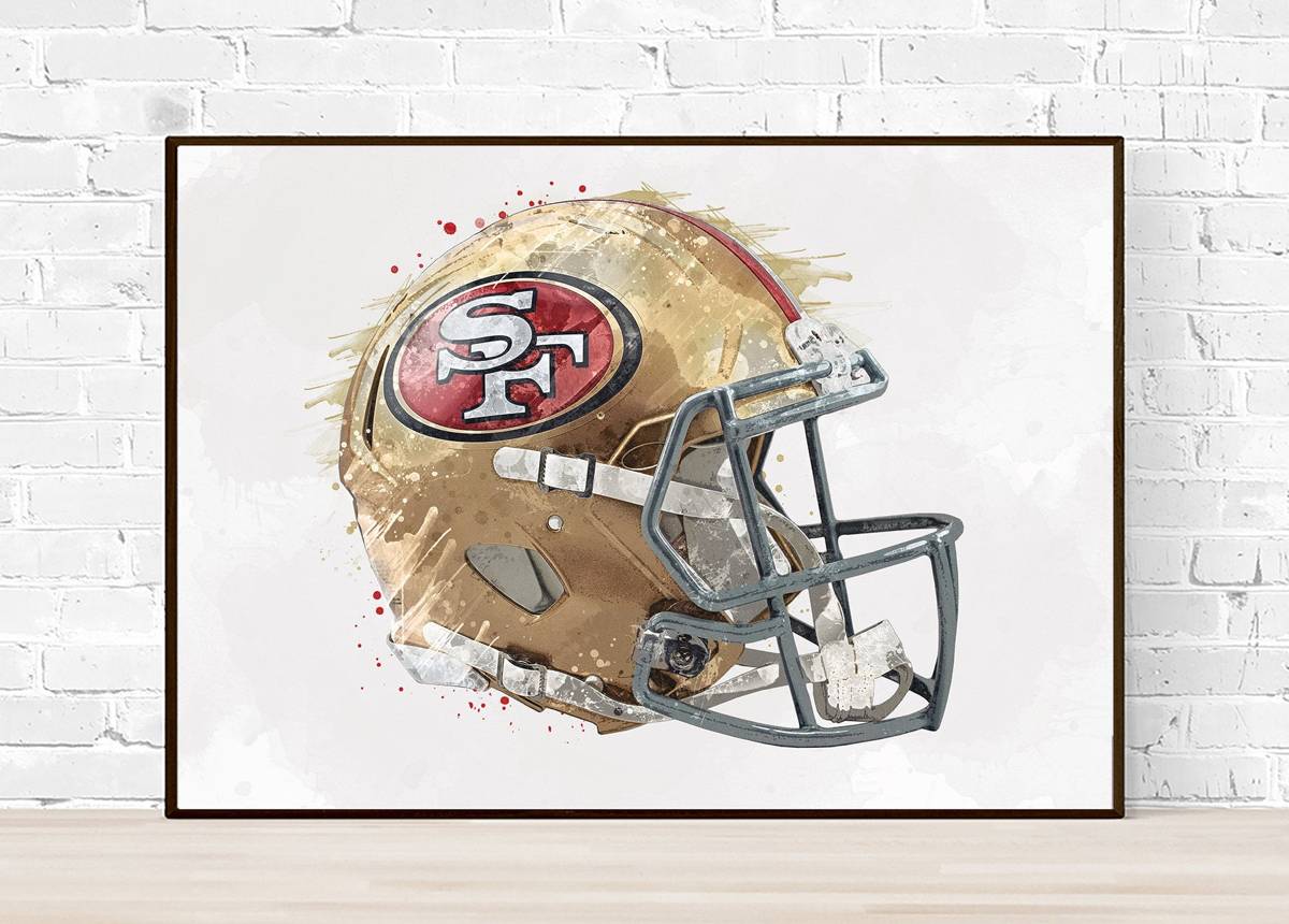 San Francisco 49Ers Helmet - Sports Room Decor - Football Helmet Art – Poster | Canvas Wall Art Print
