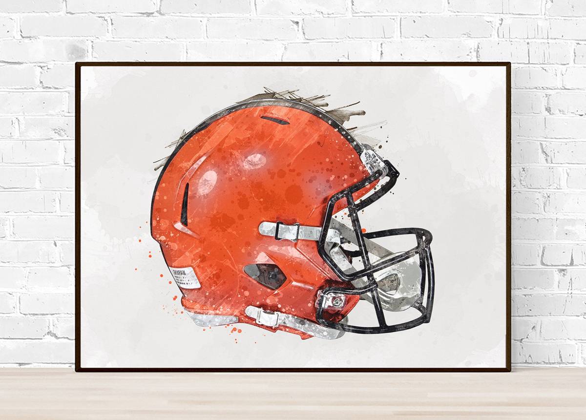 Cleveland Browns Helmet - Sports Room Decor - Football Helmet Art – Poster | Canvas Wall Art Print