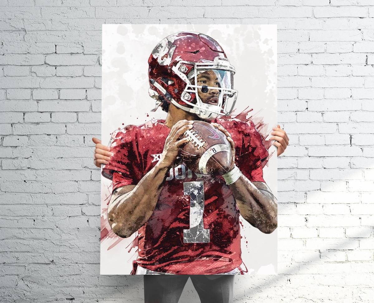 Kyler Murray Oklahoma Sooners Sports Art Print, Football, Sports Decor – Poster | Canvas Wall Art Print