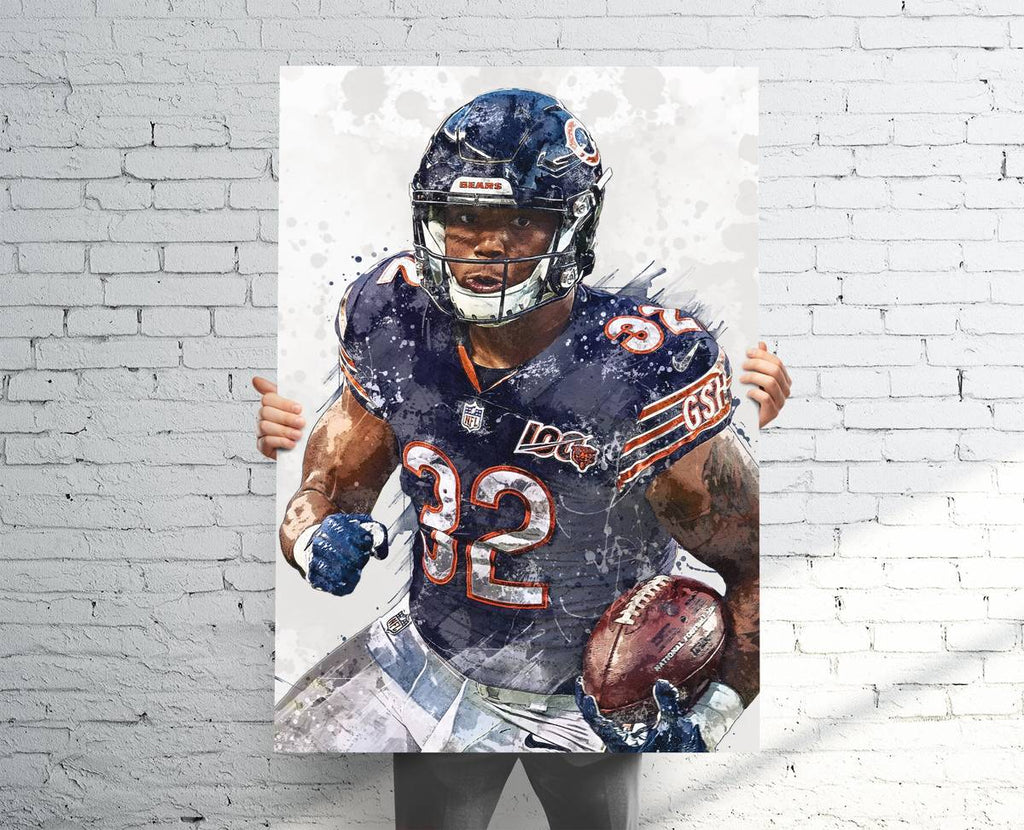 David Montgomery Chicago Bears Sports Art Print, Football, Sports Decor – Poster | Canvas Wall Art Print