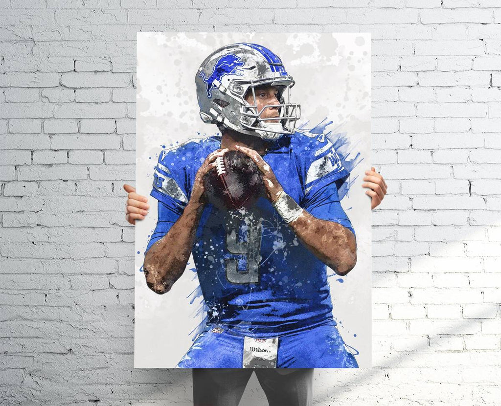 Matthew Stafford Detroit Lions Sports Art Print, Football, Sports Decor – Poster | Canvas Wall Art Print