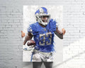 Kerryon Johnson Detroit Lions Sports Art Print, Football, Sports Decor – Poster | Canvas Wall Art Print