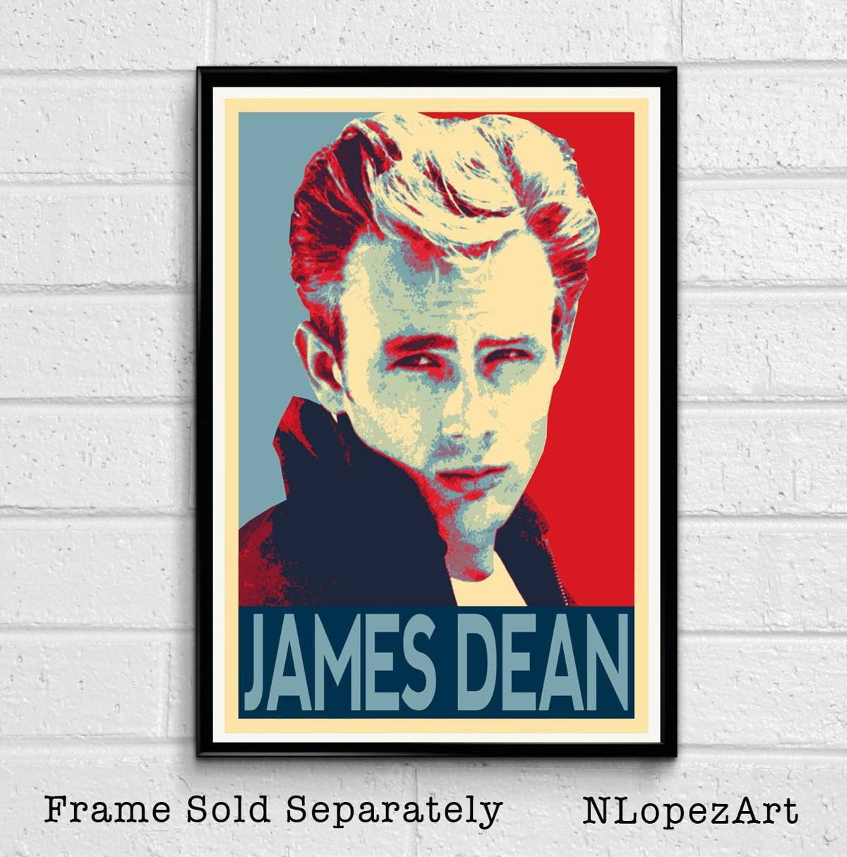 James Dean Illustration #5 - Classic Hollywood Icon Film Movie - Poster | Canvas Wall Art Print