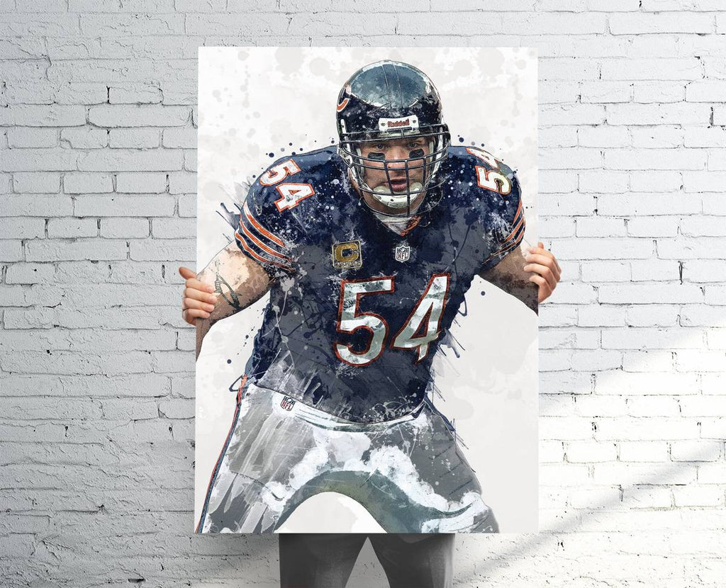 Brian Urlacher Chicago Bears Sports Art Print, Football, Sports Decor – Poster | Canvas Wall Art Print