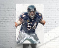 Brian Urlacher Chicago Bears Sports Art Print, Football, Sports Decor – Poster | Canvas Wall Art Print