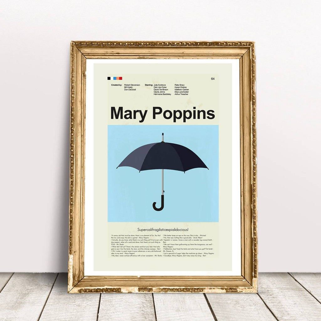 Mary Poppins Mid-Century Modern Inspired Print - Poster | Canvas Wall Art Print