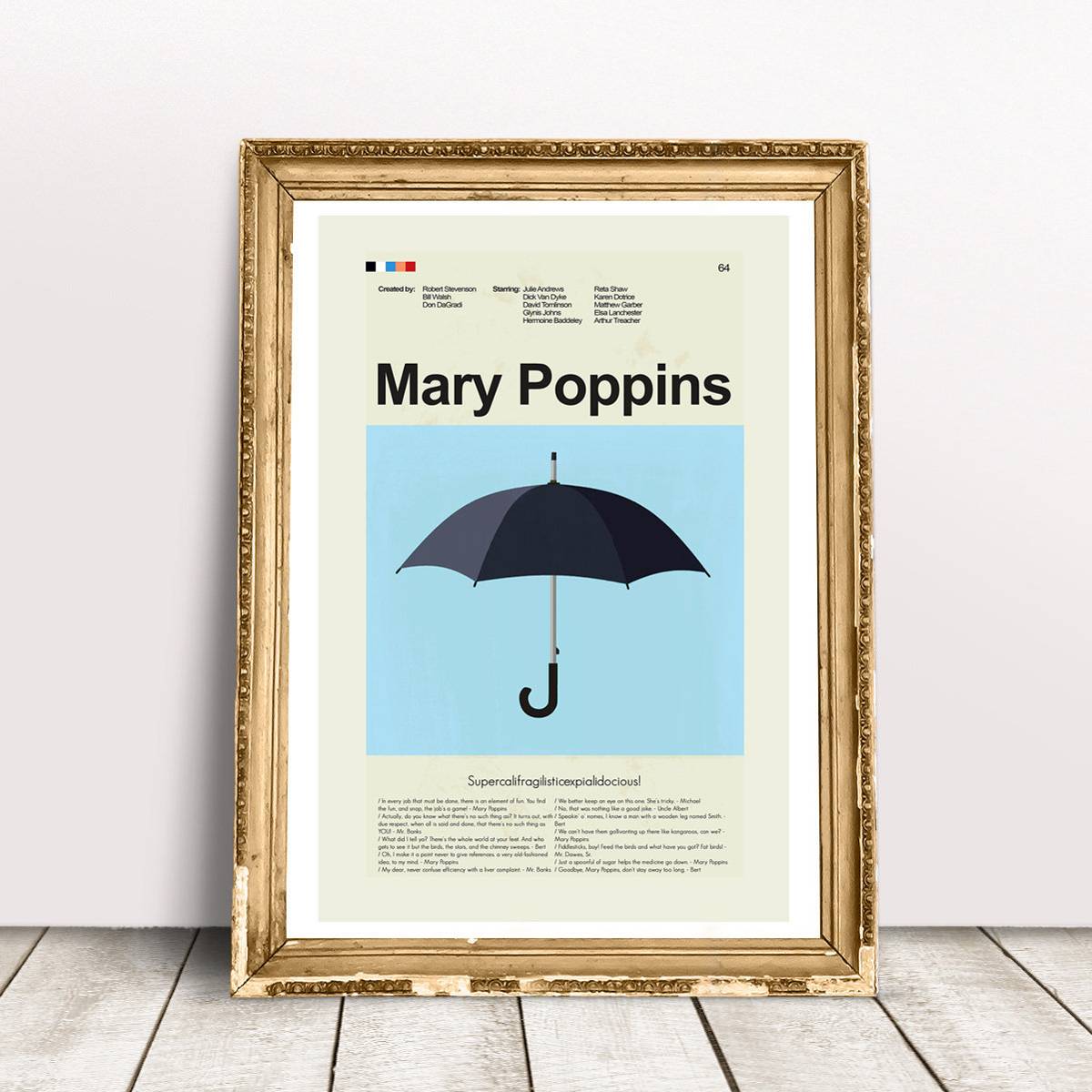 Mary Poppins Mid-Century Modern Inspired Print - Poster | Canvas Wall Art Print