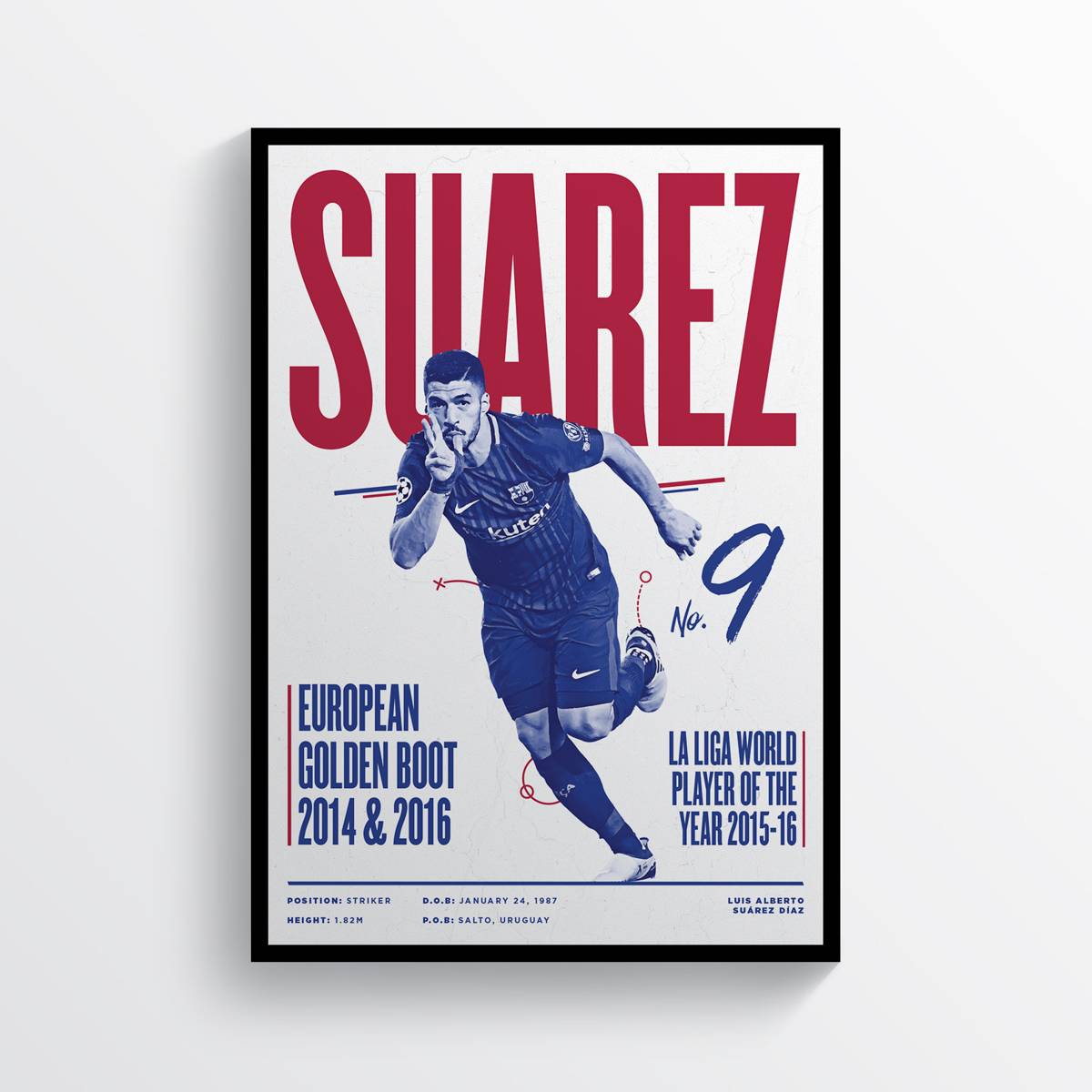 Luis Suarez Fc Barcelona Back Football, Football Print, Suarez, Sports Wall Art - Poster | Canvas Wall Art Print