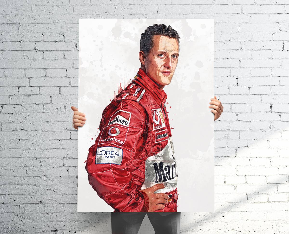Michael Schumacher Ferrari (V2) Sports Art Print, F1 Racing, Sports Decor – Poster | Canvas Wall Art Print