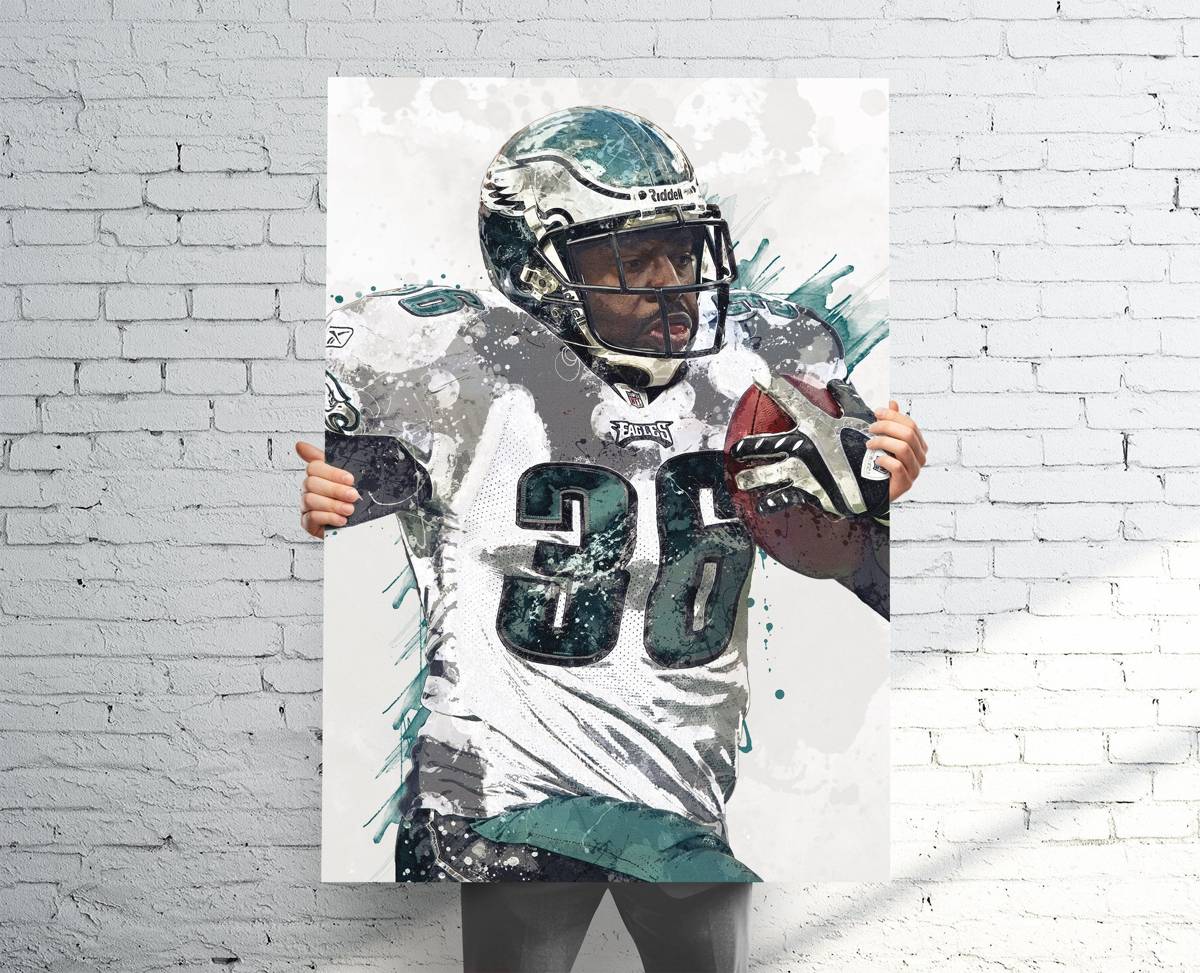 Brian Westbrook Philadelphia Eagles Sports Art Print, Football, Sports Decor – Poster | Canvas Wall Art Print