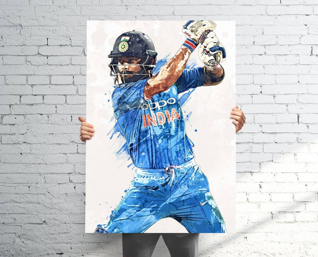 Virat Kohli India National Team (V1) Sports Art Print, Kricket Fan, Sports Decor – Poster | Canvas Wall Art Print