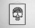 Floral Skull Print. Scandinavian. Minimalist Wall Art. Flower Bone Picture. Modern - Poster | Canvas Wall Art Print