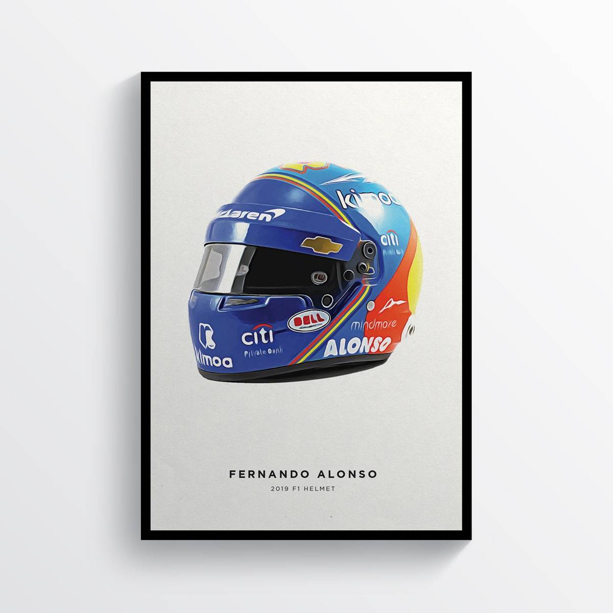 Fernando Alonso 2019 Helmet F1 Art, F1 Gift, Formula 1, Racing Helmet - Poster | Canvas Wall Art Print