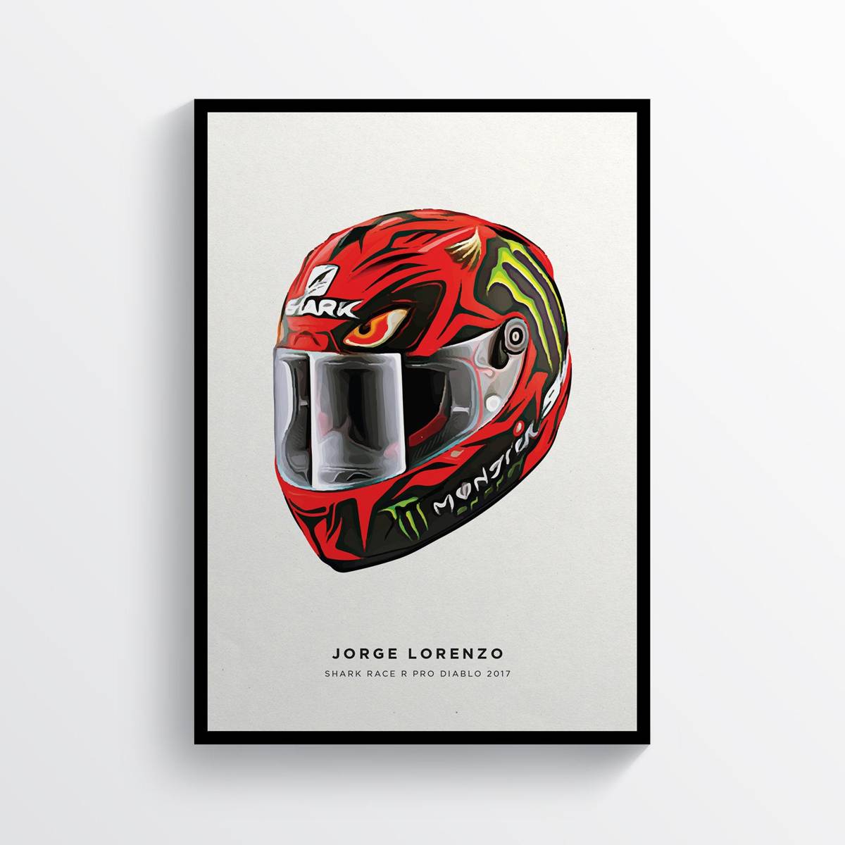Jorge Lorenzo Diablo Helmet Motogp Motorcycle Motorbike, Spanish - Poster | Canvas Wall Art Print