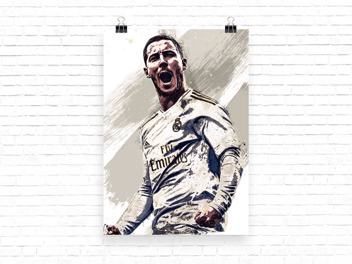 Eden Hazard Eden Hazard Print Real Madrid Wall Art - Poster | Canvas Wall Art Print