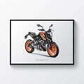 Ktm Duke 125 Motorcycle Print Sports Bike Motorbike - Poster | Canvas Wall Art Print