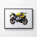 Yamaha Yzf-R1 Yellow Motorcycle Print Sports Bike Motorbike - Poster | Canvas Wall Art Print