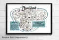 Vintage 1950'S Disneyland Map Illustration #1 - Walt Disney Fantasy Theme Park - Poster | Canvas Wall Art Print
