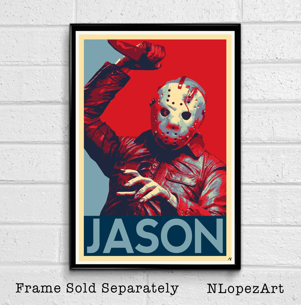 Jason Voorhees From Friday The 13Th Illustration #2 - Horror Movie Halloween Slasher - Poster | Canvas Wall Art Print