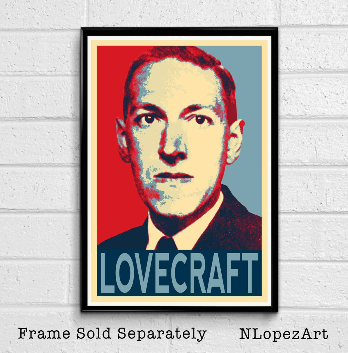 H. P. Lovecraft Illustration - Cthulhu Horror Author Monster Occult Creature Halloween - Poster | Canvas Wall Art Print