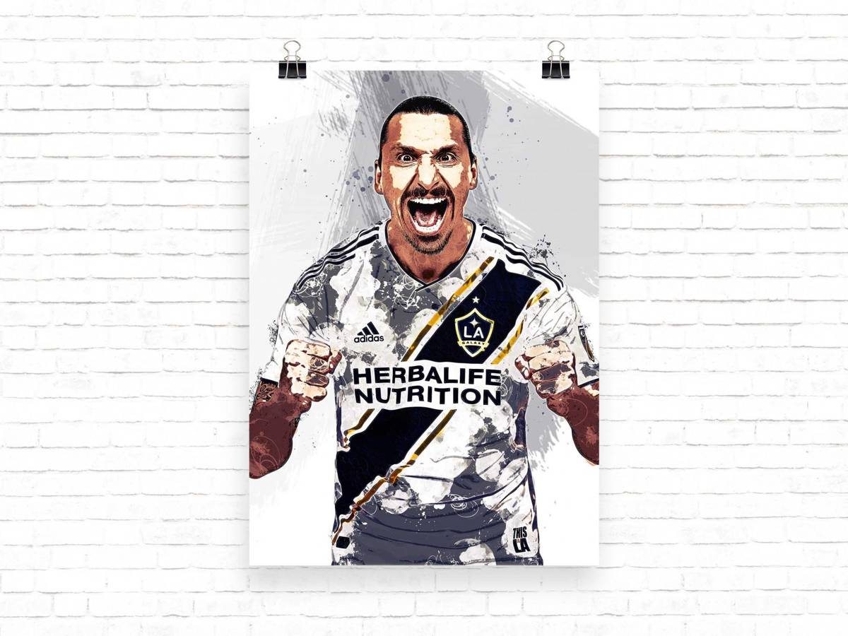Zlatan Ibrahimovic Print Zlatan Ibrahimovic La Galaxy - Poster | Canvas Wall Art Print