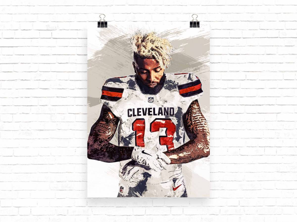 Odell Beckham Jr. Print Odell Beckham Cleveland Browns - Poster | Canvas Wall Art Print
