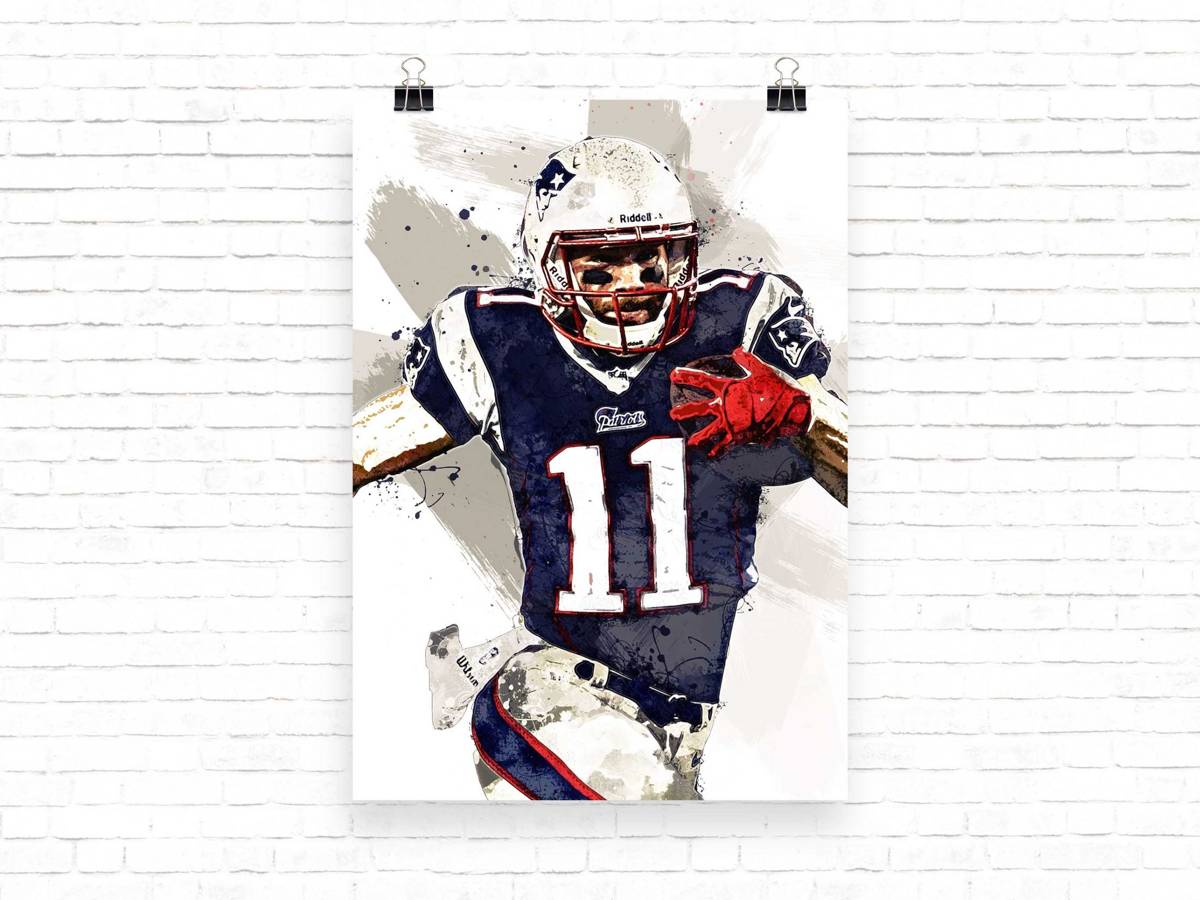 Julian Edelman Print Julian Edelman New England Patriots Art Print - Poster | Canvas Wall Art Print