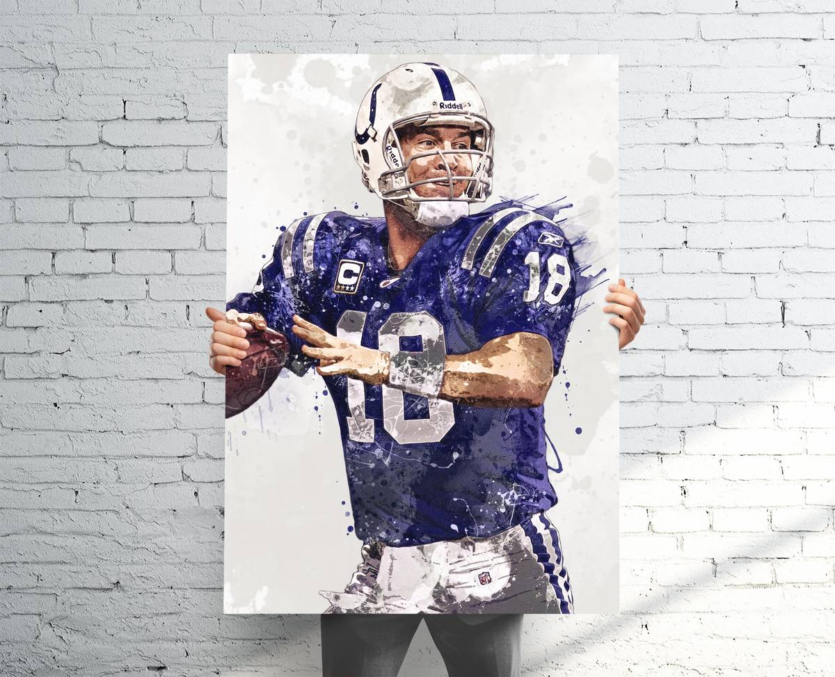 Peyton Manning Indianapolis Colts Sports Art Print, Football, Sports Decor – Poster | Canvas Wall Art Print