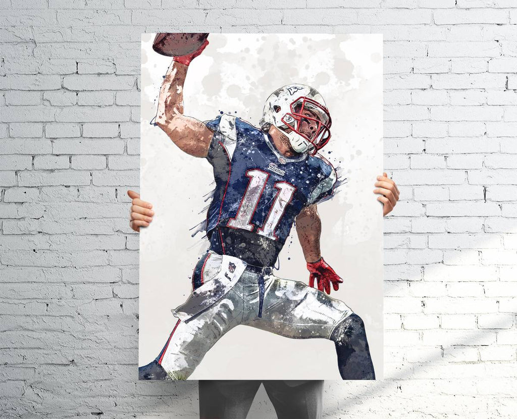 Julian Edelman New England Patriots Sports Art Print, Football, Sports Decor – Poster | Canvas Wall Art Print